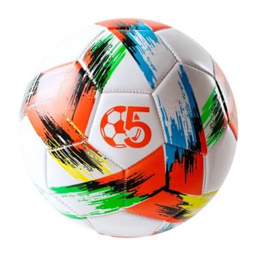 Imagem de Bola de futebol tamanho 5 - Esvaziada com bomba e bolsa de malha, design tricolor brilhante - bola esportiva vibrante e multicolorida para treinamento interno/externo, tamanho oficial - presente de