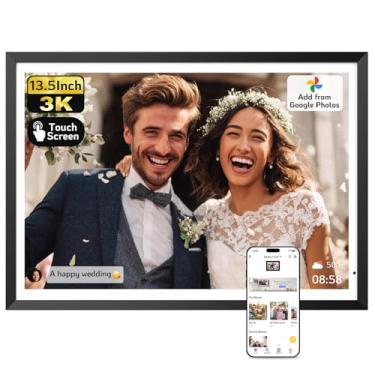 Imagem de NexFoto Porta-Retratos Digital Touchscreen 3K De 13,5" E 64 Gb, Com Wi-Fi, Sincroniza O Google Fotos, Modo Presente Ao Desembalar, Fácil Compartilhar Fotos/Vídeos/Usb/Micro Sd, Presentes Para A Mãe,