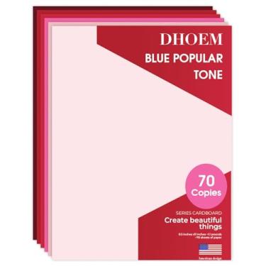 Imagem de 70 folhas de 21 x 27 cm, cartolina vermelha e papel de construção vermelho, 42 kg/250 g/m², peso pesado para impressoras, 7 tons de rosa e vermelho gradiente, dupla face para artesanato, álbuns de