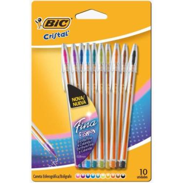 Imagem de Caneta Esferográfica Cristal Fina Fashion 10 Cores Blister - BIC