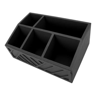 Imagem de Aqur2020 Organizador de Armazenamento de Saquinhos de chá de Madeira Com Divisórias, Bandeja Multifuncional para Cápsulas de café e Copos de, Design Minimalista para Bancada de (Preta)