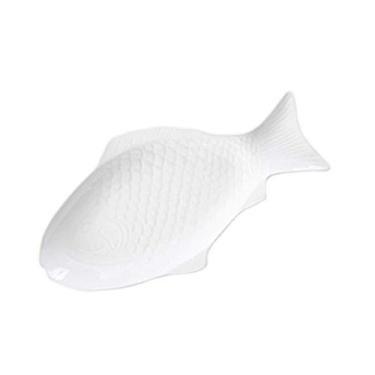 Imagem de Prato em forma de peixe Prato de peixe Travessa de cerâmica criativa Prato de armazenamento de lanches decorativos para restaurantes em casa (23 cm branco) (Color : White 1)