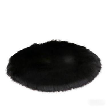 Imagem de Tapete Redondo de Pelo - Decoração Elegante para Casa, Ideal para Salas, Quartos e Cenários de Fotos, Macio e Aconchegante (Preto,G (100cmx100cm))