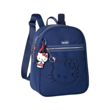Imagem de Mochila Feminina Bordada Hello Kitty Bolsa Casual com Chaveiros-Feminino