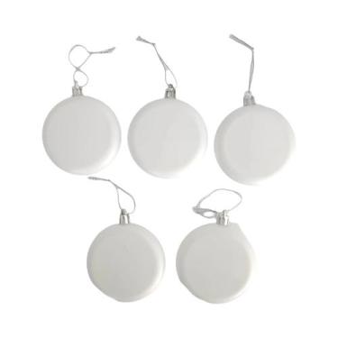 Imagem de Enfeites De Bola Redonda Branca Em Branco 8cm Com Fio Prateado 10pcs D