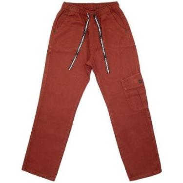 Imagem de Calça Juvenil Look Jeans Sarja Bolso Utilitário Collor - FERRUGEM - 10-Masculino