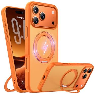 Imagem de JULONGCR Capa para iPhone 17 Pro Max, [suporte magnético giratório 360] Anel magnético integrado [apto para MagSafe] Capa protetora de telefone à prova de choque de grau militar de 6,9 polegadas