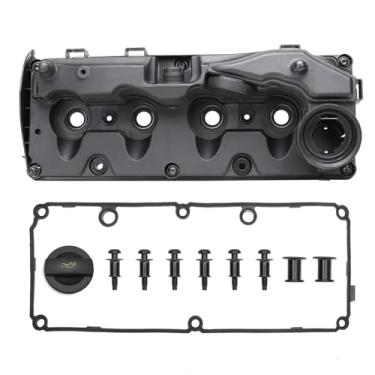Imagem de MITZONE Tampa da válvula do motor compatível com Volkswagen Passat 2012 2013 2014 2.0L Diesel Turbo com tampa de parafusos de vedação, preto substitui 03L103469R