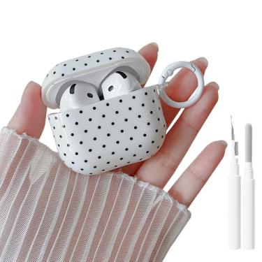 Imagem de MINSCOSE Capa transparente para AirPods 4, design bonito de bolinhas com chaveiro moderno, capa protetora de TPU macio à prova de choque com kit de limpeza para meninas e mulheres para AirPods 4