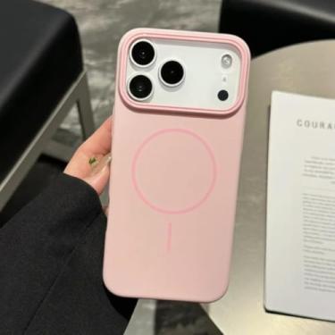 Imagem de SFDSUH Capa de luxo fosca com carregamento magnético para iPhone 16e, à prova de choque e com bordas reforçadas (para iPhone 16e/Rosa)