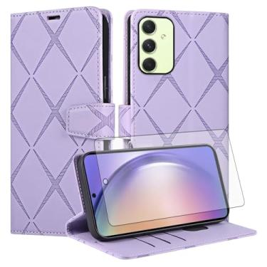 Imagem de Asuwish Capa de telefone para Samsung Galaxy A54 5G capa carteira com protetor de tela de vidro temperado PU couro sintético flip porta-cartão de crédito slot suporte celular A545G A 54 54A 4G G5 SM