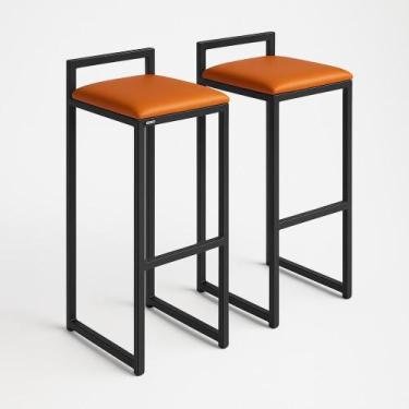 Imagem de Kit 2 Banqueta Cozinha Balcão Alta material sintético Bistro Bar Moder