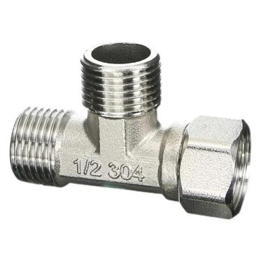 Imagem de Junta flexível de aço inoxidável 304 interna e externa de três vias tubo de gás aquecedor de água válvula triangular separador de água (F-M Rlbow 1l2)