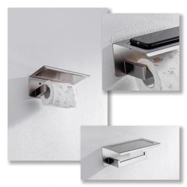 Imagem de Conjunto de ferragens de banheiro, acessórios de banheiro, gancho de roupão preto, toalheiro, barra, prateleira, suporte de papel de tecido, suporte de escova de dentes, ZJP, escovado