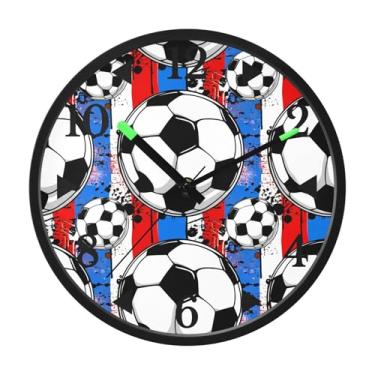Imagem de STAYTOP Relógio de parede LED de futebol para quarto com brilho noturno, relógios de parede silenciosos de 30 cm para decoração de sala de estar, controle de som, relógio de parede moderno que brilha