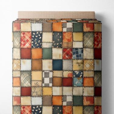 Imagem de Painel de tecido acolchoado vintage patchwork – 100% algodão, 140 g/m2, pré-cortado 154 x 91 cm – Tecido de costura premium para colchas, travesseiros, bolsas, itens de bebê e artesanato – Feito na