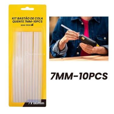 Imagem de Kit 10 Bastões para Pistola Pequena Refil Cola Quente 7mm Transparente