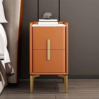 Imagem de Mesa de cabeceira de madeira preta, suporte para quarto, branco, moderno, mini armário de cabeceira com 2 gavetas, cinza, leve, luxuoso, ultra-estreito, couro italiano, armário de cabeceira 35 x 40 x