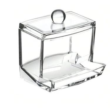 Imagem de Dispenser Para Hastes De Algodão Com Tampa Transparente Organizador Acrílico Para Banheiro Armário