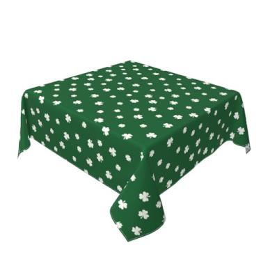 Imagem de Aytipun Toalha de mesa quadrada para o dia de São Patrício verde, 132 x 132 cm, trevo da sorte, tema de férias de São Patrício, toalha de mesa decorativa, casa de fazenda, para festa interna, cozinha