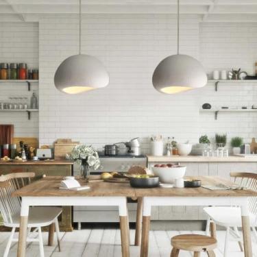 Imagem de Lustres modernos de bom gosto para sala de jantar, luminária pendente criativa em resina, soquete E27, altura ajustável, para sala de estar, cozinha, quarto, hall de entrada (branco, 60).