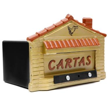 Imagem de Caixa Correio Casinha Dourada Pintura Metálica Grade Embutir - JLK PLA