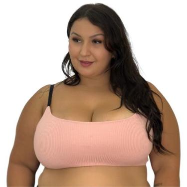 Imagem de Sutiã Plus Size Tecido Canelado Top Grande -c1 FELÍCIA, Rosa claro, 54
