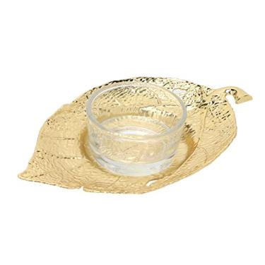 Imagem de Suporte de vela de metal, folha dourada, castiçal, elegante, decoração de mesa para festas de Natal, casamentos, festas de fim de ano