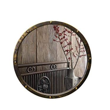 Imagem de Espelho de banheiro arte espelho redondo banheiro antigo redondo espelho decorativo de ferro forjado