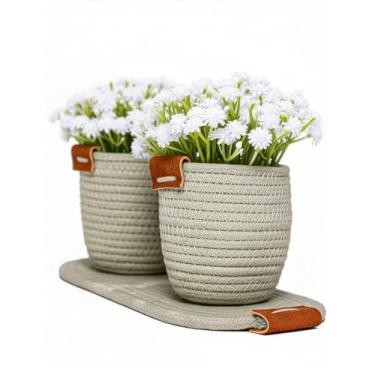 Imagem de Arranjo de Flores Artificiais com Vaso Estilo Boho Chic Mosquitinho Sempre Viva(Pistahe)