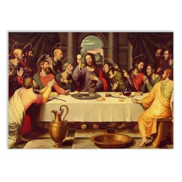 Imagem de Placa Decorativa A Última Ceia Pintura Ilustração Decoração Poster Quarto Sala