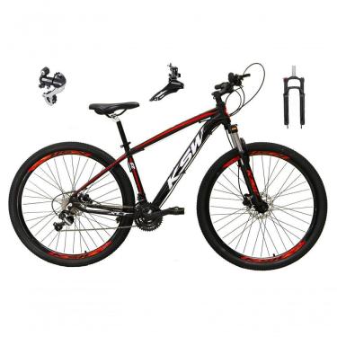 Imagem de Bicicleta Aro 29 Ksw Xlt 24v Câmbio Shimano Acera K7 Garfo Trava Freio A Disco - Preto-vermelho-branco Tam.15