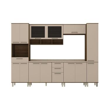 Imagem de Cozinha Completa 6 Peças Com Espaço Para Microondas Tampo E Nogueira Dourado/cinammon