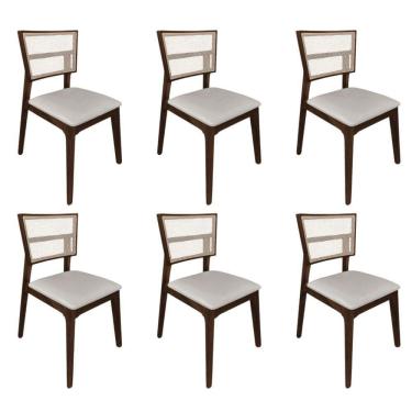 Imagem de Kit 6 Cadeiras De Jantar Tela Premium Madeira Maciça Manuela Bege Veludo