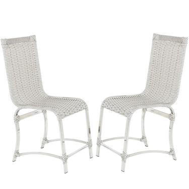 Imagem de 2 Cadeiras De Jantar Em Alumínio Polido E Fibra Sintética