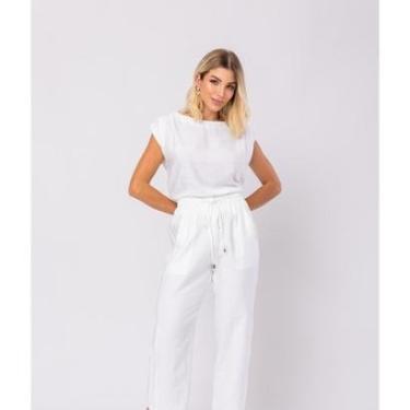 Imagem de Calça Salvatore Fashion Alfaiataria Barra Arredondada Feminina-Feminino