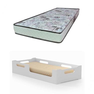 Imagem de Cama Cecíla Solteiro Montessoriana 100% Mdf + Colchão Solterio 188x88 Cm -d23 Gazin - Branca