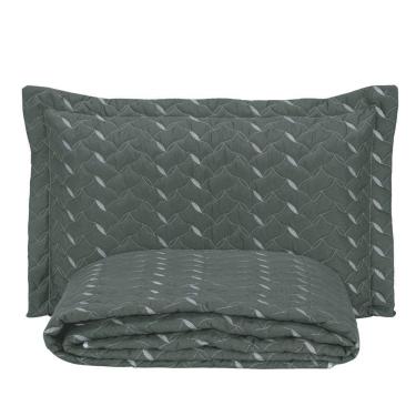 Imagem de Cobre Leito Solteiro Heitor Bordado Hipercal 400 Fios 2 Peças - Verde Militar