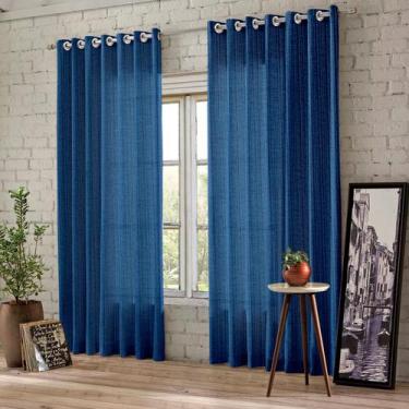 Imagem de Cortina Rústica Para Sala/quarto 200x180 - Admirare, Azul Marinho