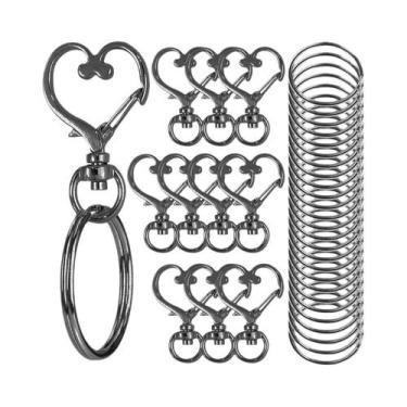 Imagem de Mosquetões Giratórios Em Formato De Coração 20 Peças, Chaveiros De Met
