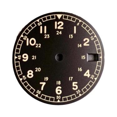 Imagem de Mostrador De Relógio Estéril Salmão Preto E Branco 29MM Com Ponteiros 