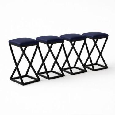 Imagem de Kit 4 Banqueta Alta 80 Cm Cozinha Bar Balcão Bistrô material sintético