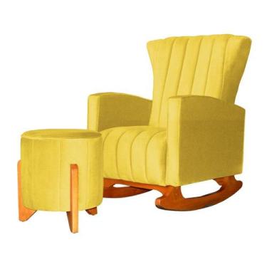 Imagem de Poltrona Com Balanço E Puff Melinda Suede Amarelo Ms Decor - Não Infor