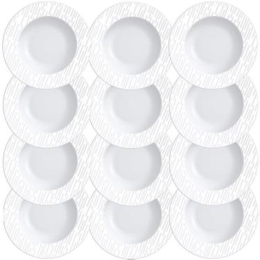 Imagem de 12 Pratos Sobremesa Tramontina Marie Em Porcelana Decorada Branca 21 Cm 96011606