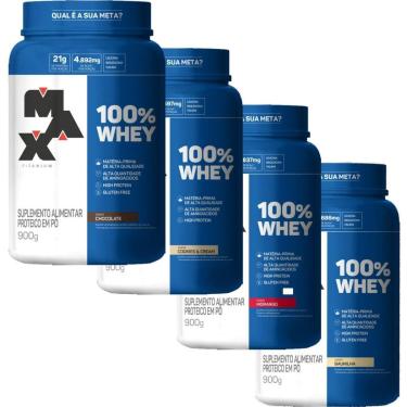 Imagem de Suplemento em pó 100% Whey em pote 900g Max Titanium-Unissex