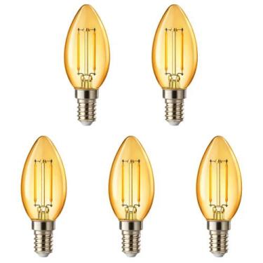 Imagem de 5 Lâmpada Filamento Led Retrô Vela Âmbar 2200K E14 2W 220V - Avant