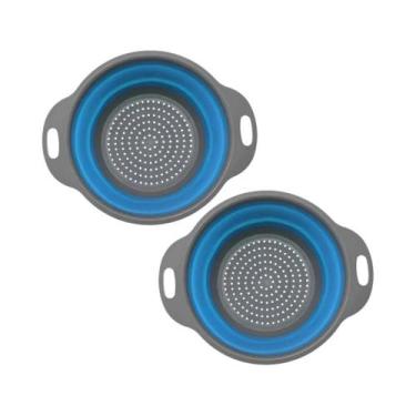 Imagem de Escorredor De Silicone Redondo Dobrável, Cesto Para Lavar Frutas E Leg