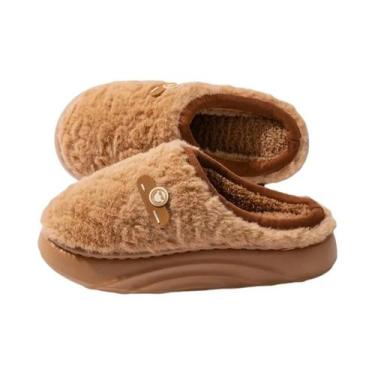 Imagem de Chinelos De Inverno Femininos Com Forro De Pelúcia Antiderrapantes Com