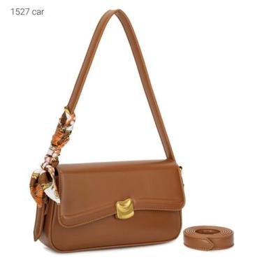 Imagem de Bolsa Feminina Baguete com Lenço e Alças de Ombro e Transversal 1527 C