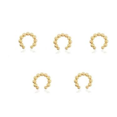 Imagem de Kit 5 Piercing Argola Orelha Falso Fake Dourado Bolinhas - De Castro J